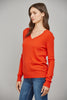 V Neck Long Sleeve Sweater Top - Orange Red - Findlay Rowe Designs