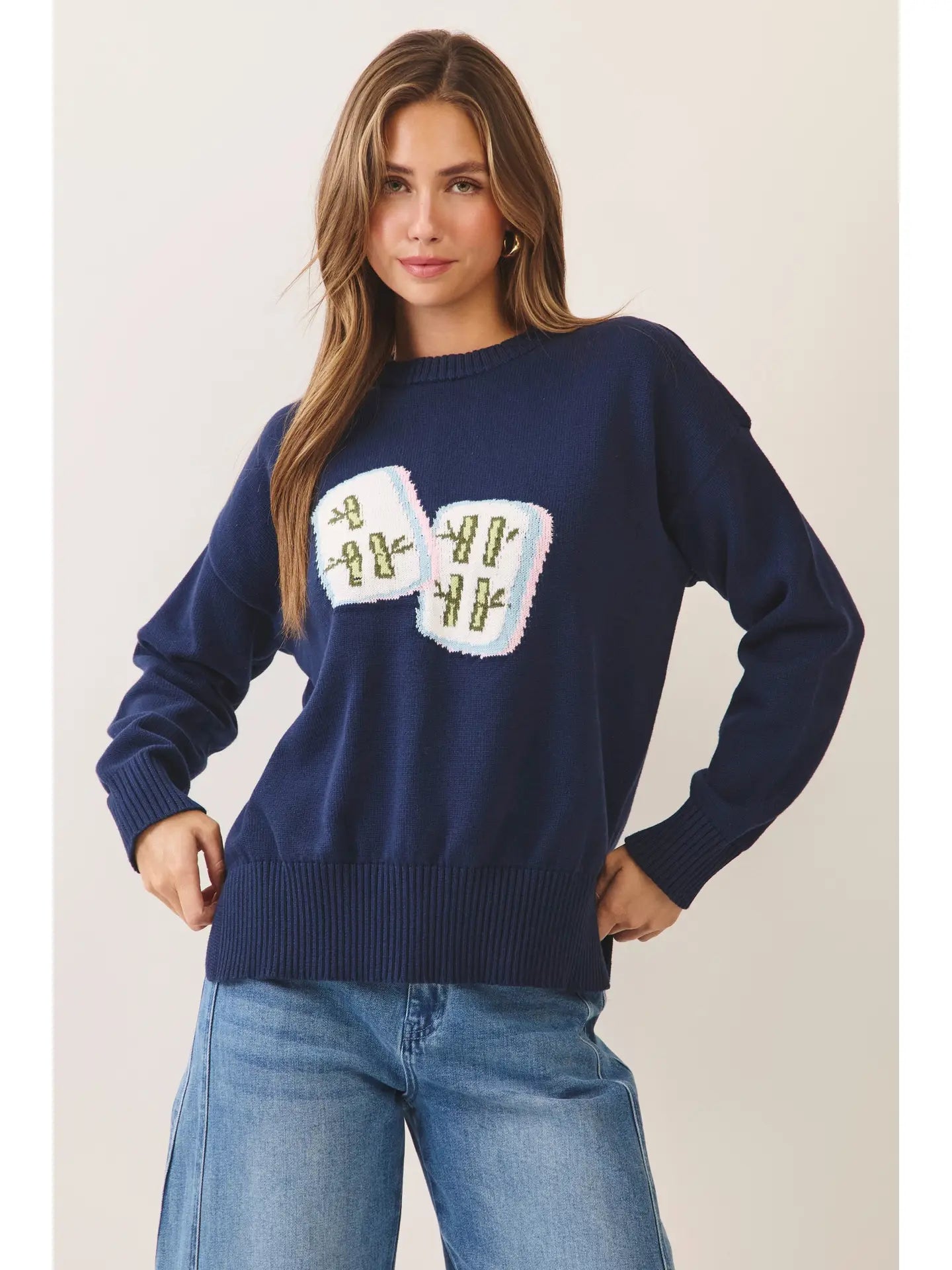 Top - Navy Mahjong Sweatshirt - Findlay Rowe Designs