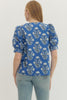 Entro - Top - Floral V Neck - Applique Blue - Findlay Rowe Designs