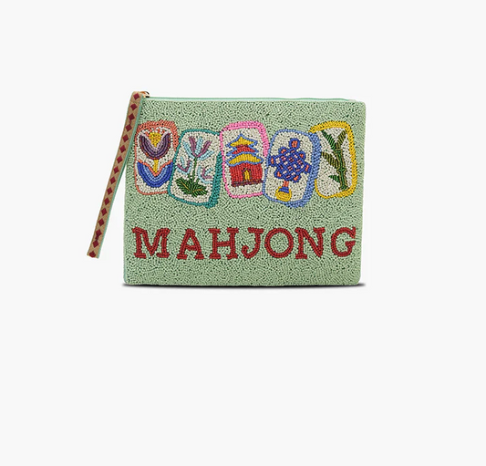 America and Beyond - Beaded Top Zip Clutch - Mahjong Luxe - Findlay Rowe Designs