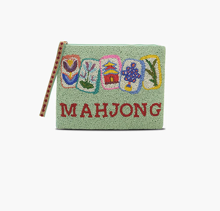 America and Beyond - Beaded Top Zip Clutch - Mahjong Luxe