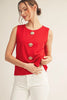 Jodifil - Top - Sleeveless Shell Button - Red - Findlay Rowe Designs