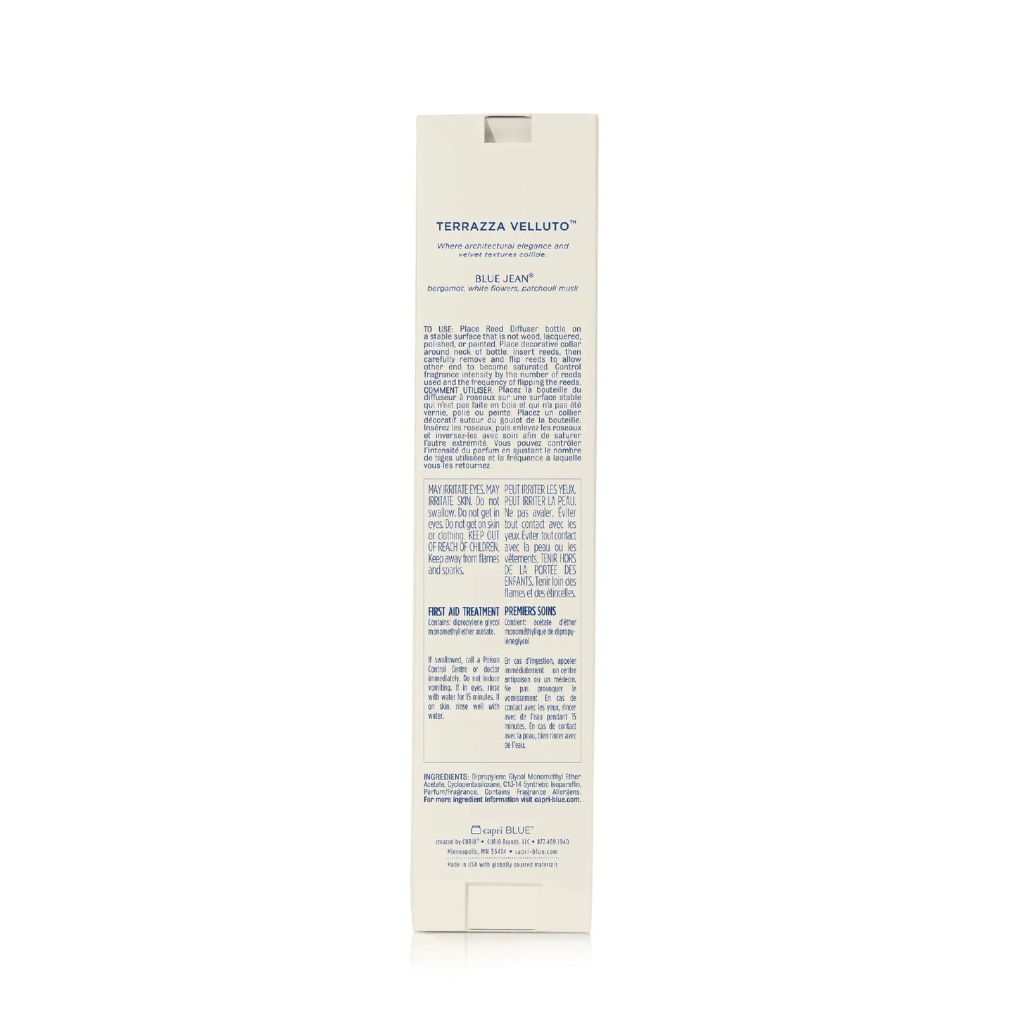 Capri Blue - Reed Diffuser 8oz - Blue Jean Terrazza Velluto - Findlay Rowe Designs