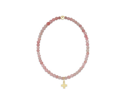 Enewton - Classic Pink Opal 3mm Bracelet - Signature Cross Gold Charm - Findlay Rowe Designs