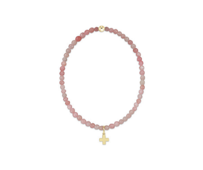 Enewton - Classic Pink Opal 3mm Bracelet - Signature Cross Gold Charm - Findlay Rowe Designs