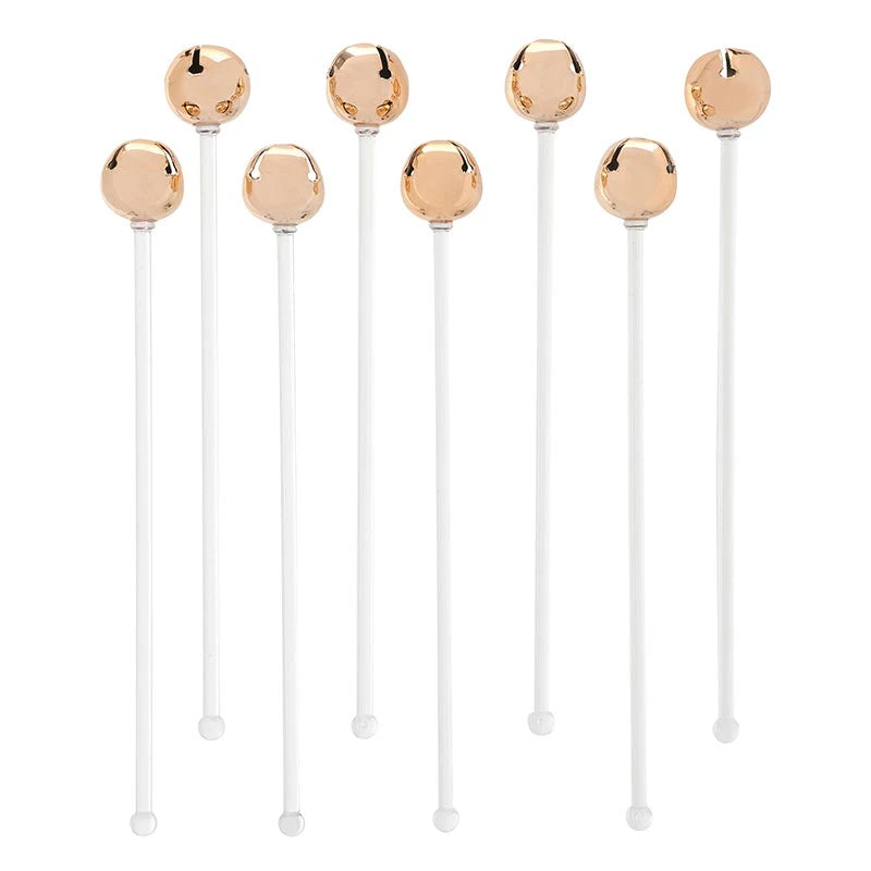 Stir Sticks - Jingle Bell - Rose Gold - Set of 8 - Findlay Rowe Designs