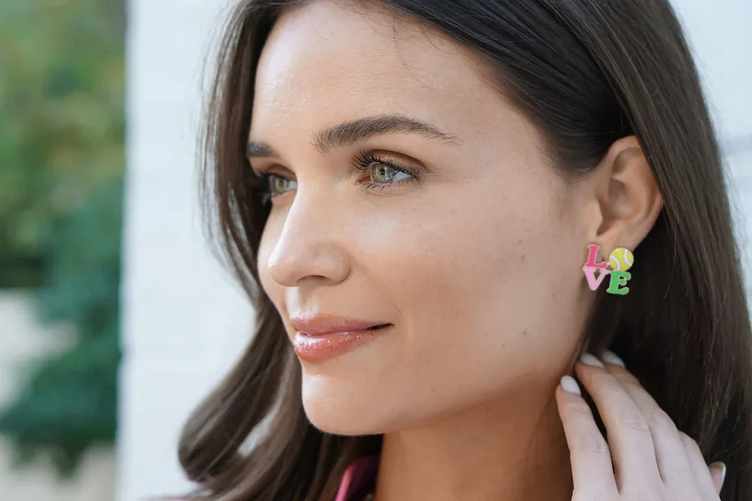 Canvas - Earrings - Stud - LOVE Stacked Tennis - Findlay Rowe Designs