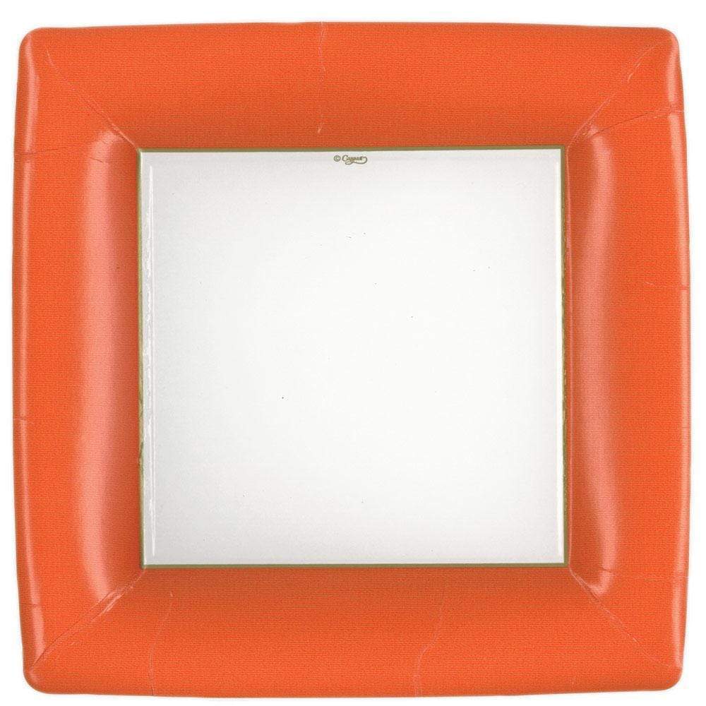Caspari - Dinner Plates -  Grosgrain Square Deep Orange