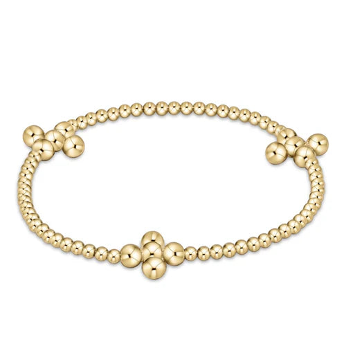 Enewton - Extends Signature Cross Gold Pattern 2.5mm Bead Bracelet - Classic Beaded Signature Cross Gold - 4mm Bead Gold - Findlay Rowe Designs