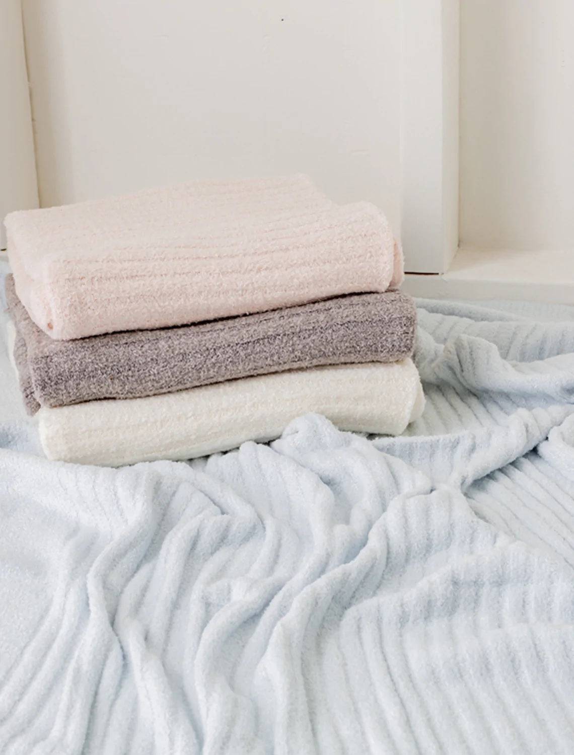 Barefoot Dreams: CozyChic Lite Ribbed Baby Blanket in Blue main image 0