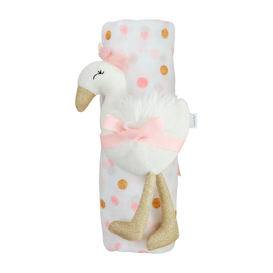 Mud Pie - Swaddle Rattle Set - Swan - Findlay Rowe Designs