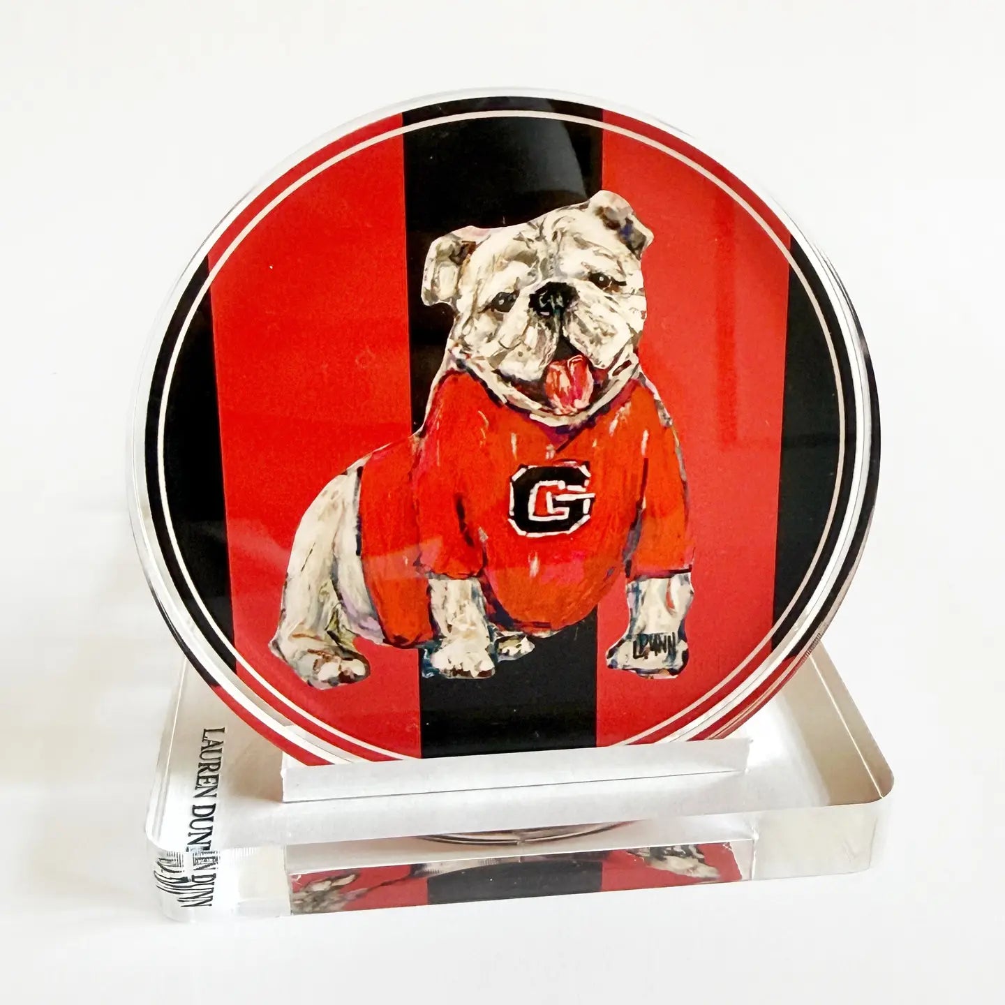 Lauren Dunn - Coaster - Acrylic Game Day - Bulldog - Red