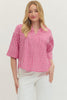 Entro - Top - Gingham 3/4 Sleeve - Hot Pink - Findlay Rowe Designs