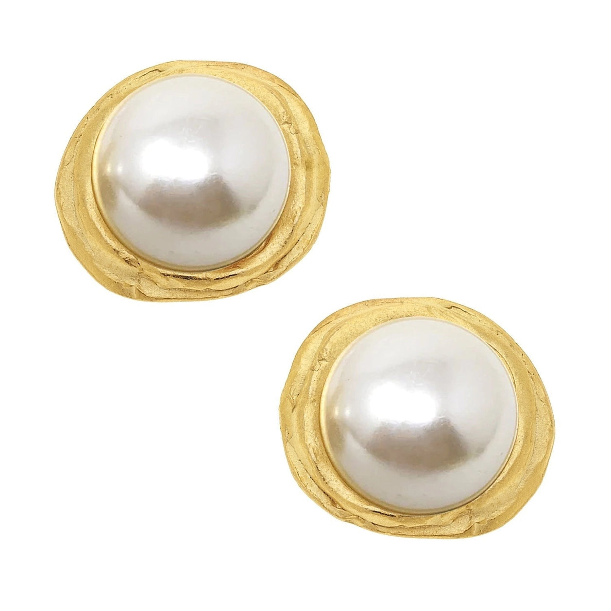 Susan Shaw - Earrings - Classic Pearl Cab Studs