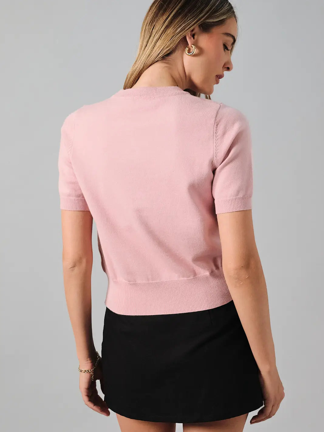 Sunday Edition - Top - Short Sleeve Sweater - French Bulldog Pink