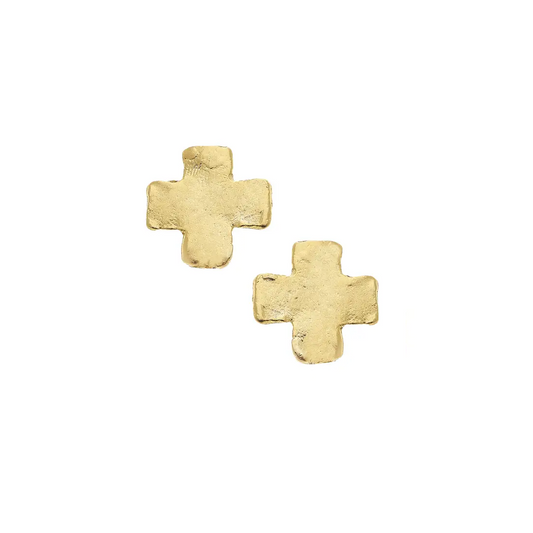 Susan Shaw - Earrings - Mini Gold Square Cross Stud - Findlay Rowe Designs