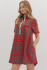 Entro - Dress - Red Plaid Short Sleeve Mini - Findlay Rowe Designs