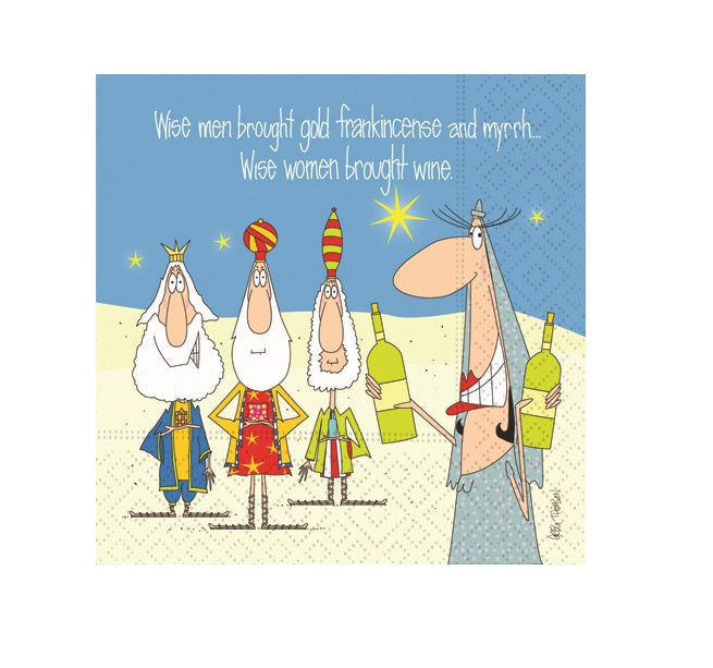 Cocktail Napkin - Wise Women Brought Wine