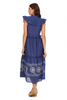 Mud Pie - Dress - Radford Embroidered Midi - Blue - Findlay Rowe Designs