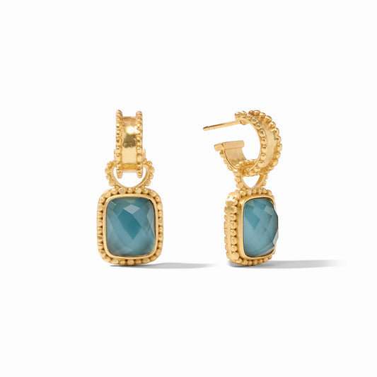 Julie Vos - Marbella Hoop & Charm Earring Marbella Hoop & Charm Earring - Iridescent Peacock Blue