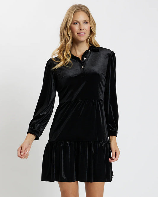 Jude Connally - Velvet Dress - Black Sparkle Henley - Findlay Rowe Designs