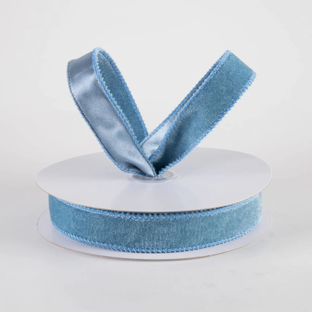 A&B Floral - Ribbon - 7/8in Velvet - Smoke Blue