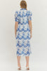 Entro - Dress - Midi Puff Sleeve - Blue White - Findlay Rowe Designs