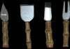 Beatriz Ball - VIDA Bamboo Stainless Cheese Set of 4 (Silver and Natural) - Findlay Rowe Designs