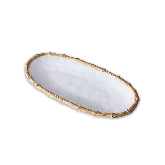 Beatriz Ball - VIDA Bamboo Medium Oval Platter (White and Natural) - Findlay Rowe Designs