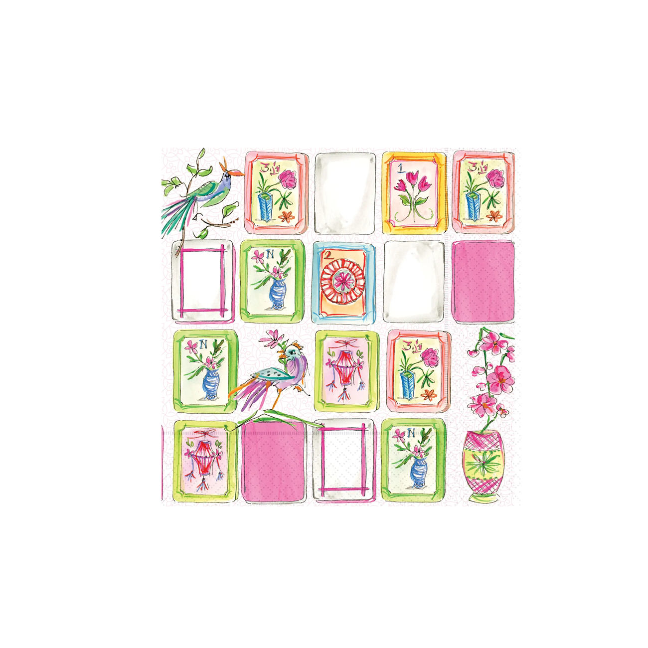 Rosanne Beck - Cocktail Napkins - Mahjong Pink - Findlay Rowe Designs