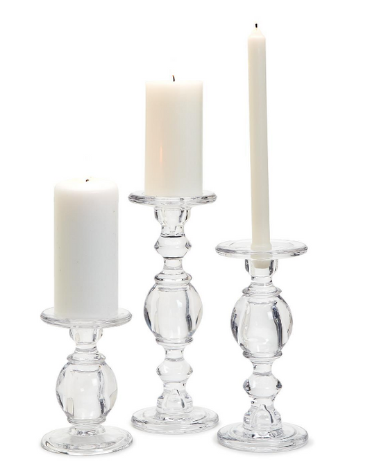 Two's Company- Glass Pedestal Candleholder