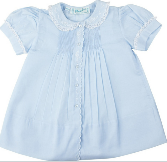 Feltman Brothers- 3Mo Blue Scalloped Trim Slip Dress