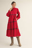Jodifl - Dress - Long Sleeve Tiered Midi - Red
