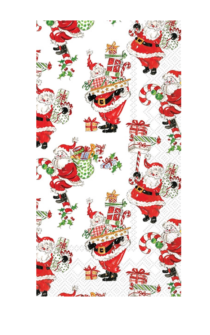 Guest Towel Napkins - Holly Jolly Santas - Findlay Rowe Designs