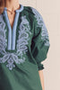 Entro - Top - V-Neck Contrast Embroidered - Green Blue - Findlay Rowe Designs