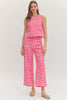 Entro - Pants - Ankle Length Plaid - Horsebit Accent - Pink White - Findlay Rowe Designs