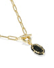 Kendra Scott - Necklace -   Elisa Gold Enamel Link and Chain - Black Agate - Findlay Rowe Designs