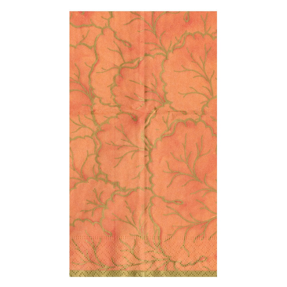 Caspari - Guest Towel Napkins - Gilded Majolica Coral