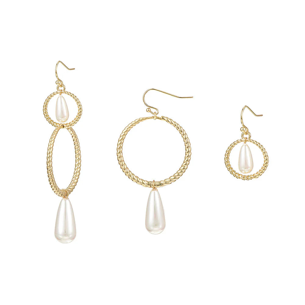 Natalie Wood- Sea Breeze 3 i n 1 Pearl Drop Earrings