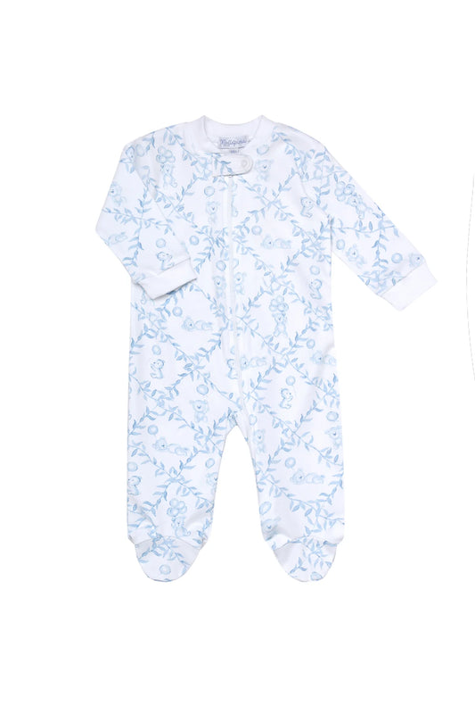 Nellapima - Bears Trellace Zipper Footie - Blue - Findlay Rowe Designs