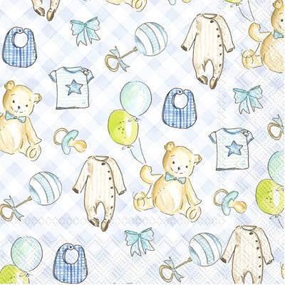 Beverage Napkins - Baby Boy - Blue - Findlay Rowe Designs