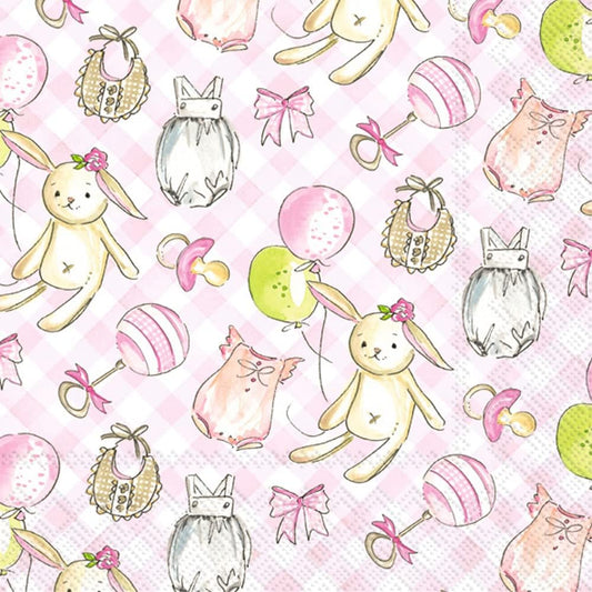 Beverage Napkins - Baby Girl - Pink - Findlay Rowe Designs