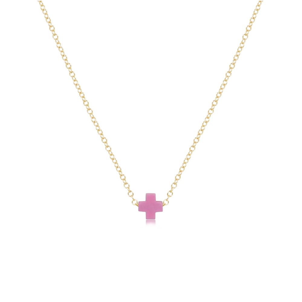 Enewton - EGirl Necklace Gold - Signature Cross Small - Bright Pink