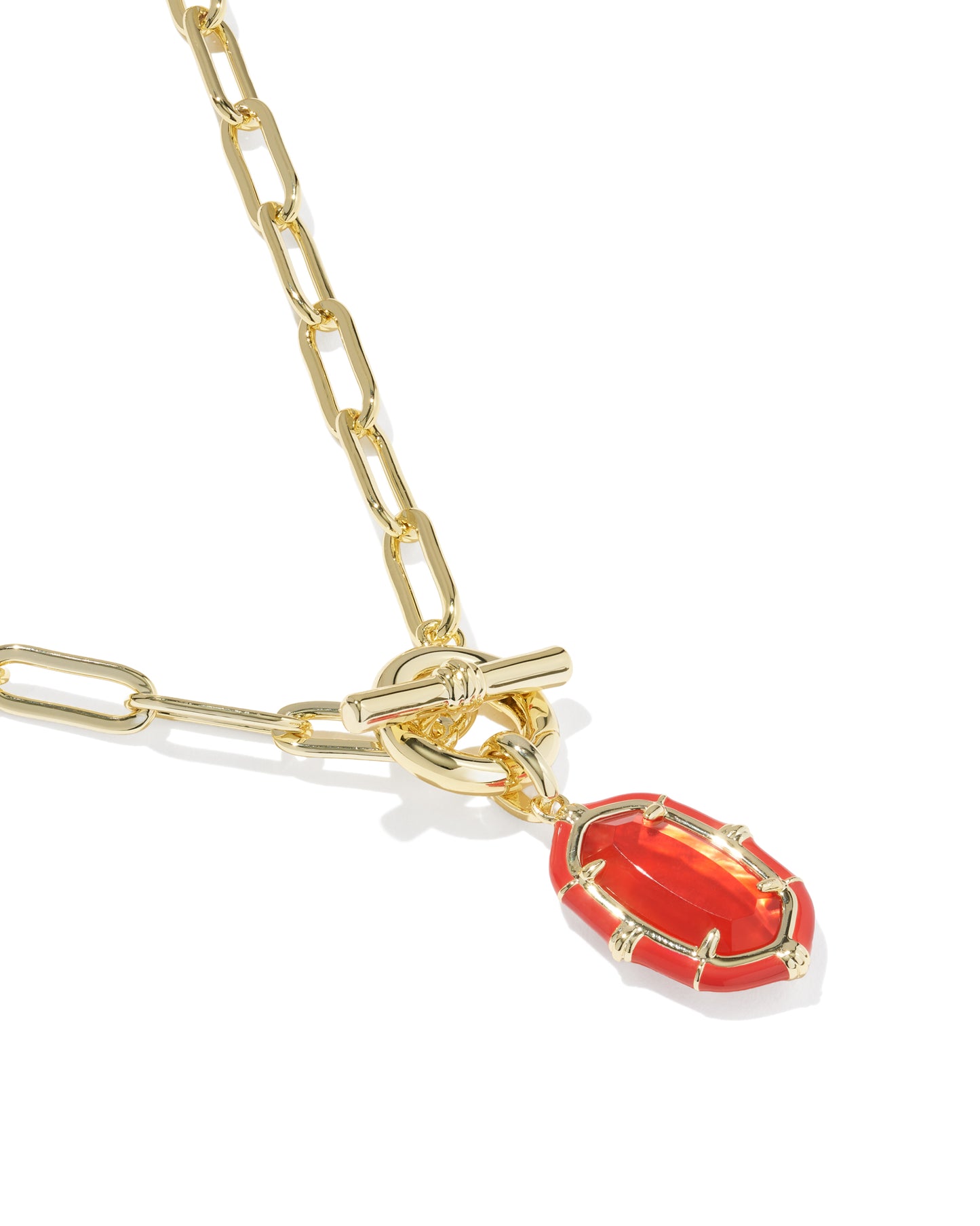 Kendra Scott - Necklace -   Elisa Gold Enamel Link and Chain - Gold Red Illusion - Findlay Rowe Designs