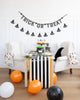 Table Runner - Black White Stripes Orange Border