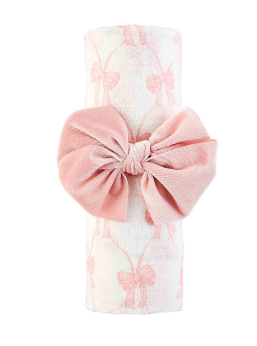 Mud Pie- Bow Swaddle &amp; Headband Set - Findlay Rowe Designs