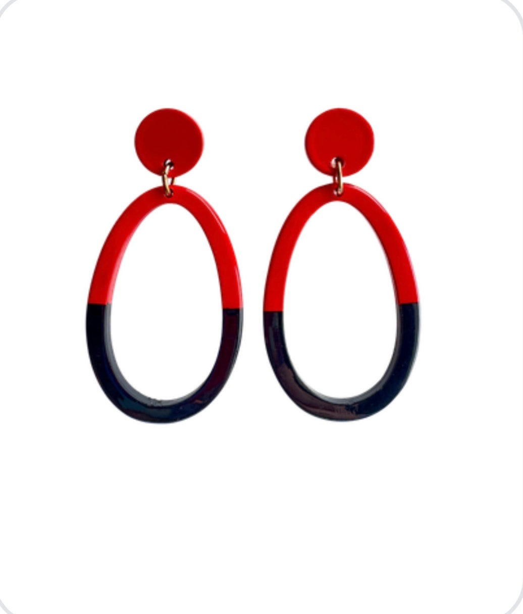 Accessory Jane - Earring - Alfie Hoops - Red and Black - Findlay Rowe Designs