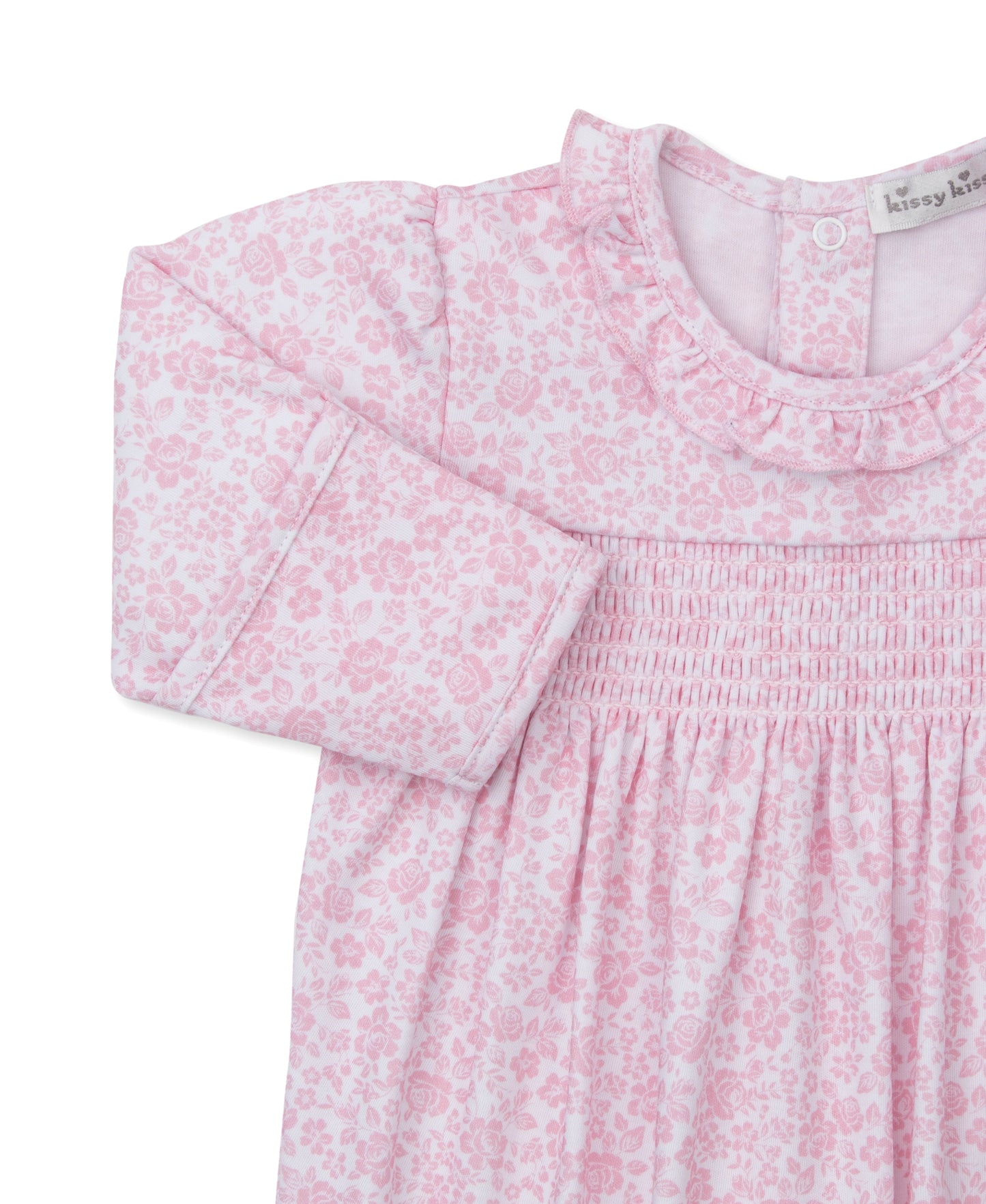 Kissy Kissy - Smocked Footie - Country Gardens - Pink - Findlay Rowe Designs