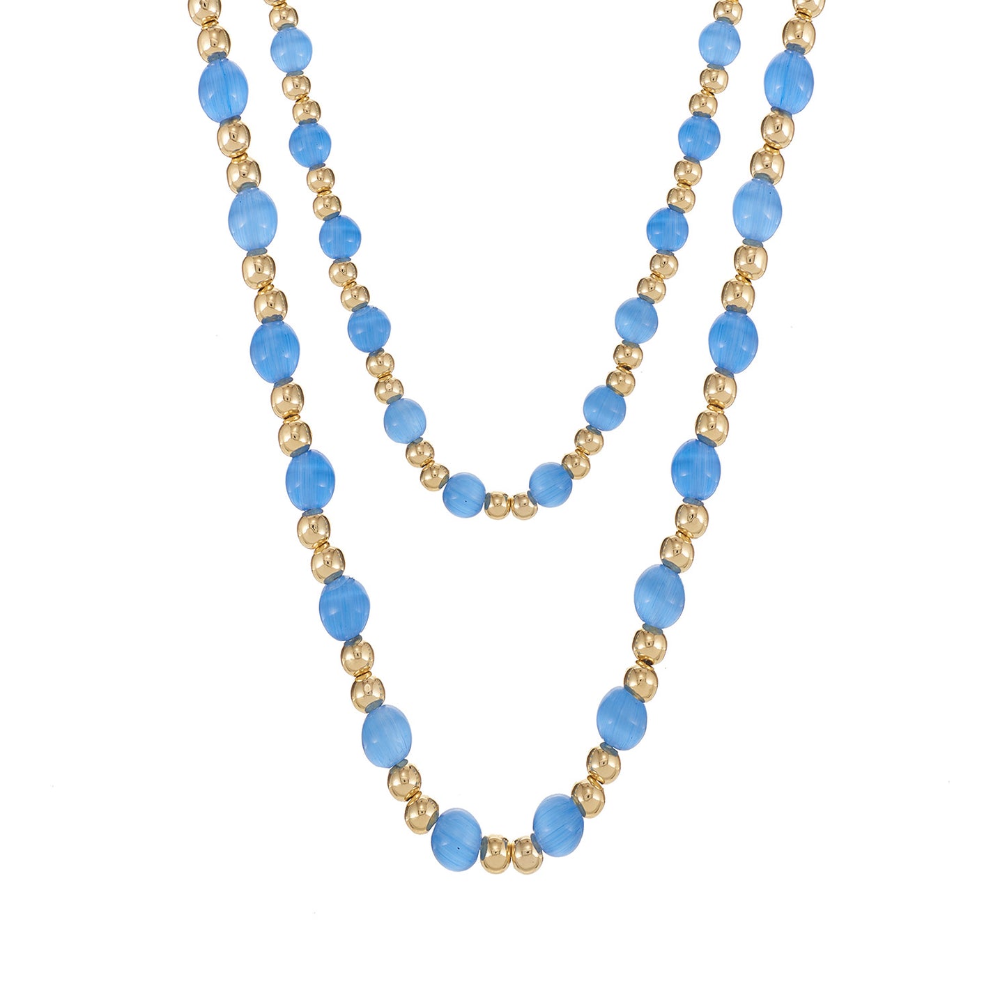 Natalie Wood - Necklace  - Adorned Beaded - Blue Chalcedony
