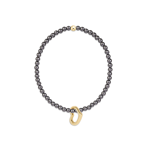 Enewton - Classic Pearl Dark Grey 3mm Bracelet - Love Gold Charm